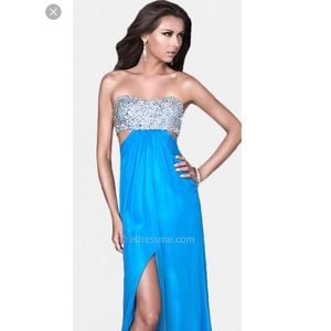 La Femme Strapless Prom Dress in Lavender